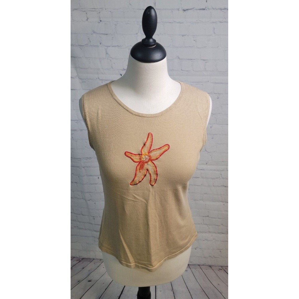 Vintage Nonveanx Silk Blend Tank Top with Embellished Star size Sm